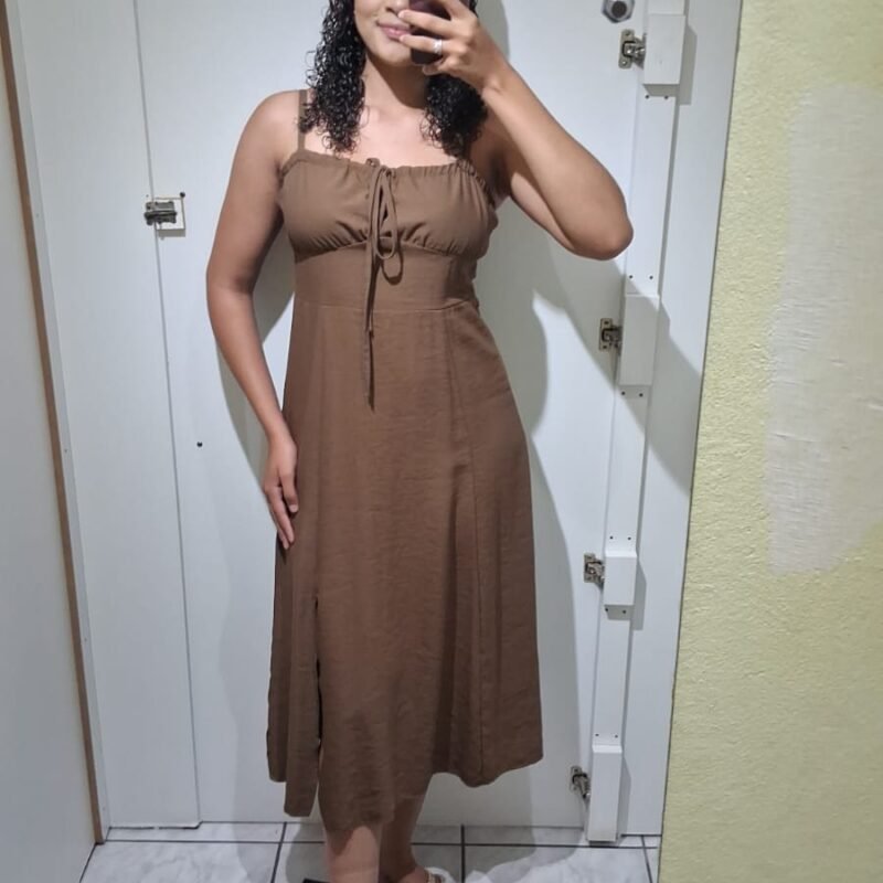 VESTIDO MARROM LONGO 56736