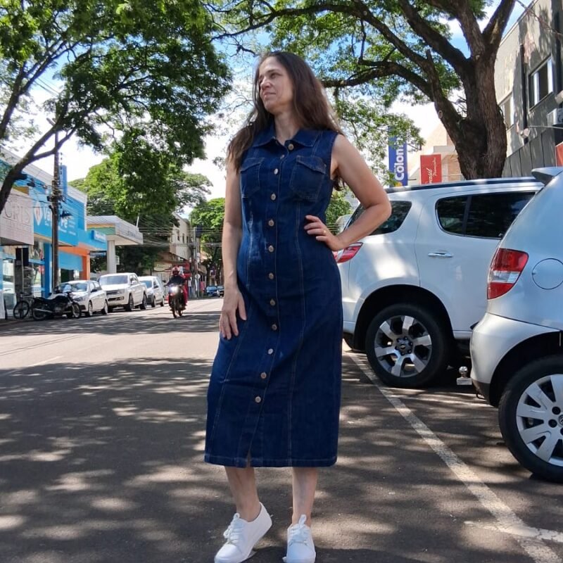 VESTIDO REGATA JEANS BOTÕES 57402